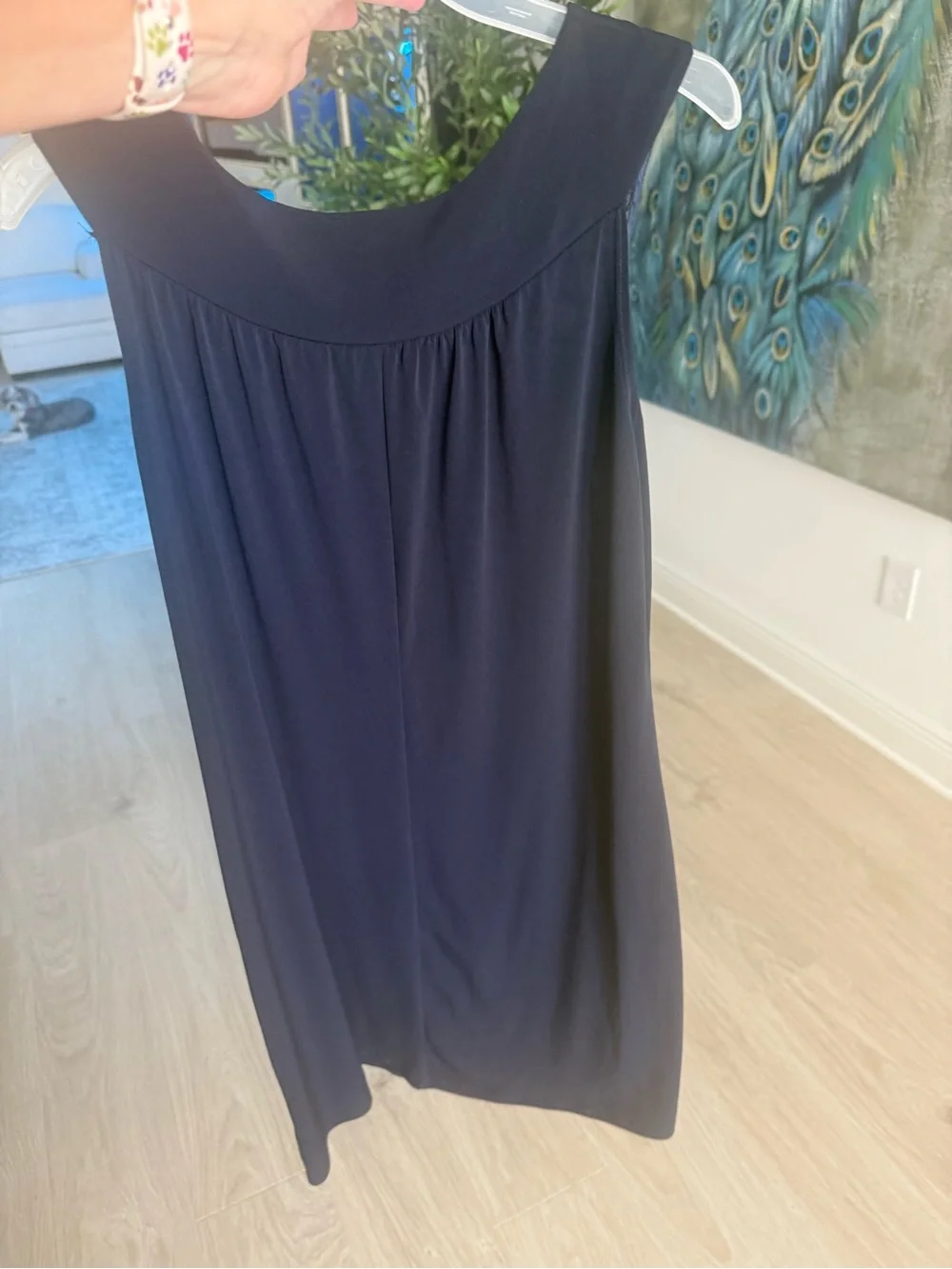 Enfocus Studio Navy Sleeveless Midi Dress with Braided Yoke Detail